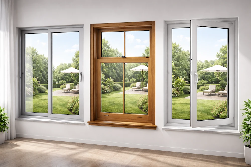 مقارنة بين نوافذ المونيوم والنوافذ الخشبية وPVC